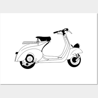 Vespa 125 1951 Black Outline Posters and Art